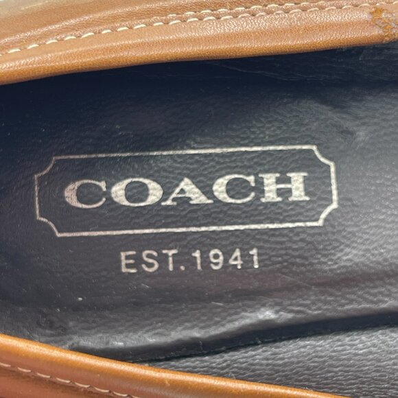 Coach Italy Leather Loafers Square Toe Buckle Brown 6.5B - Picture 11 of 12